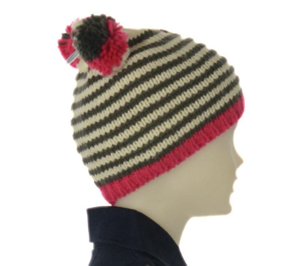 CAPPELLO BAMBINA RIGHE PON PON PILE MORBIDO CALDO MARCA ELLEPI ART. BH7909