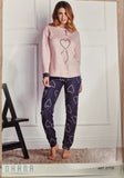 PIGIAMA DONNA SERAFINO CALDO JACQUARD FANTASIA CUORI POLSINI MARCA OHANA ART. 21720
