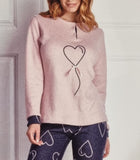 PIGIAMA DONNA SERAFINO CALDO JACQUARD FANTASIA CUORI POLSINI MARCA OHANA ART. 21720