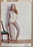 PIGIAMA APERTO DONNA CALDO JACQUARD BOTTONI POLSINI MARCA OHANA ART. 21731