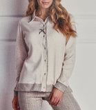 PIGIAMA APERTO DONNA CALDO JACQUARD BOTTONI POLSINI MARCA OHANA ART. 21731