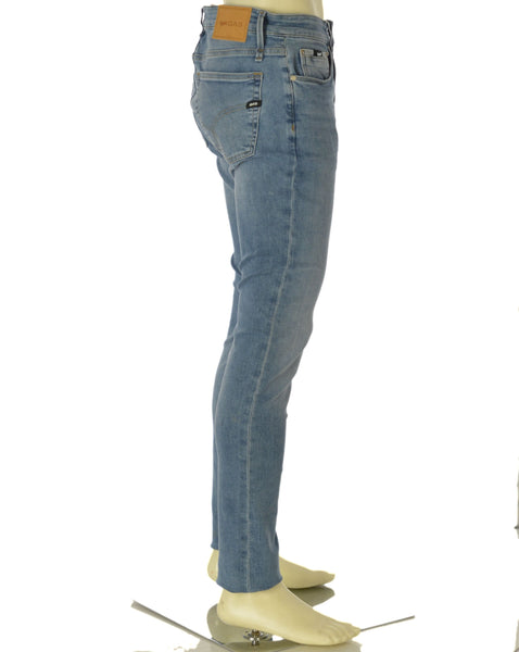 JEANS UOMO ZIP BOTTONE CINQUE TASCHE SKINNY CHIARO MARCA GAS ART. SAX A7245