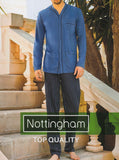 PIGIAMA UOMO COTONE APERTO BOTTONI PANTALONE RIGHE TASCHE MARCA NOTTINGHAM ART. PG43141