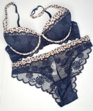 COMPLETO INTIMO DONNA REGGISENO IMBOTTITO ANIMALIER PIZZO INFIORE ART. 2264