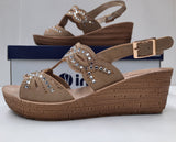 SANDALO DONNA RAGAZZA ZEPPA PLATEAU STRASS CINTURINO MARCA INBLU ART. GM50