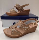 SANDALO DONNA RAGAZZA ZEPPA PLATEAU STRASS CINTURINO MARCA INBLU ART. GM50