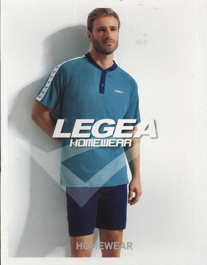 PIGIAMA UOMO CORTO PURO COTONE SERAFINO STAMPA TINTA UNITA LOGO