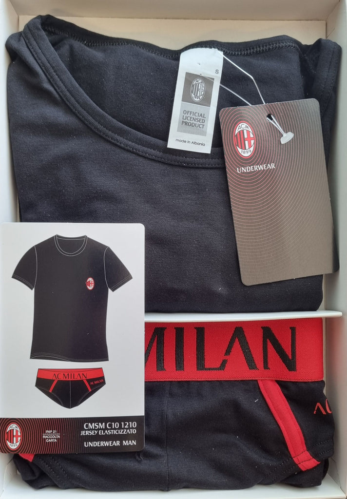 completo intimo t-shirt scollo v e boxer 11055 a.c. milan completo intimo t-shirt scollo v e boxer 11055 a.c. milan