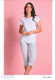 PIGIAMA DONNA MEZZA MANICA SERAFINO PURO COTONE PIZZO FIORI PINOCCHIETTO OHANA ART. 21969