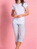 PIGIAMA DONNA MEZZA MANICA SERAFINO PURO COTONE PIZZO FIORI PINOCCHIETTO OHANA ART. 21969