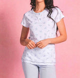 PIGIAMA DONNA MEZZA MANICA SERAFINO PURO COTONE PIZZO FIORI PINOCCHIETTO OHANA ART. 21969