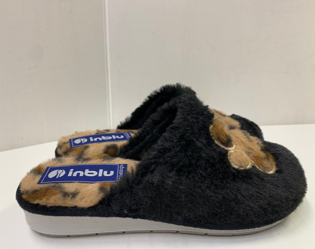 PANTOFOLA CIABATTA DONNA RAGAZZA ECOPELLICCIA ZAMPA CANE MARCA INBLU A Abba MODA