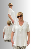 BLUSA DONNA ELISA CASTELLI TAGLIE OVER MANICA CORTA SCOLLO V FIOCCO VISCOSA ART. 1415