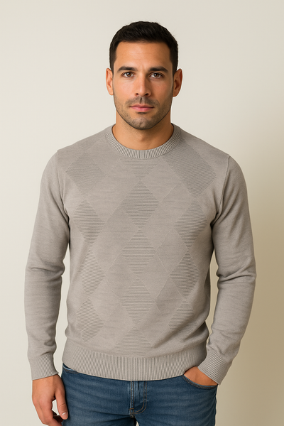 MAGLIONE UOMO GIROCOLLO POLSINI FASCIA ROMBI MARCA SPORTING MARE ART.1260/80