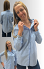 CAMICIA DONNA MYASTREET MANICHE LUNGHE A RIGHE SFONDO PIEGA SPILLA  ART. MA2505-90