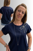 T-SHIRT DONNA GRIFFAI MANICA CORTA MORBIDA COTONE FIOCCO STRASS ART. 6514