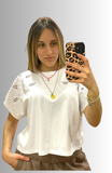 T-SHIRT DONNA AMPIA CORTA MANICA CORTA  A KIMONO  PURO COTONE RICAMI GRIFFAI ART. 6415