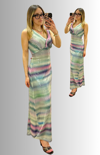 ABITO LUNGO ELEGANTE DONNA BARBARELLA FANTASIA PAILLETTES CANOTTAART. 630