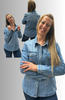 CAMICIA JEANS  MORBIDA MANICA LUNGA TASCHINI DONNA FLAVIA COSTANTI ART. FC101