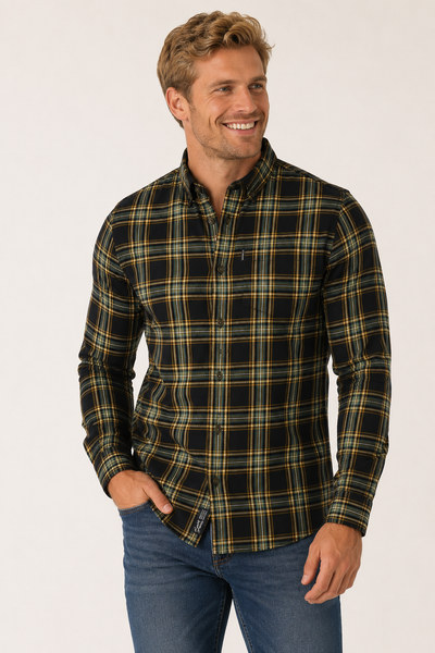 CAMICIA UOMO COTONE SCOZZESE BOTTONI STONDATA TASCA MARCA SUPERDRY ART. M4010737A