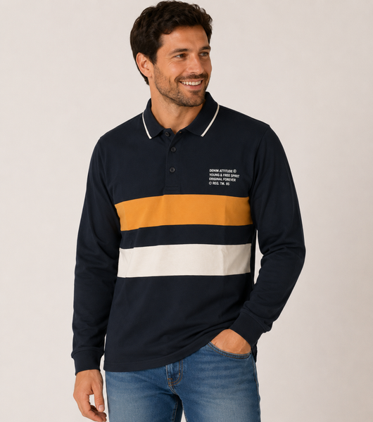 POLO UOMO COTONE POLSINI RIGHE SPACCHETTI MARCA LOSAN ART. LMNAP0101_23005