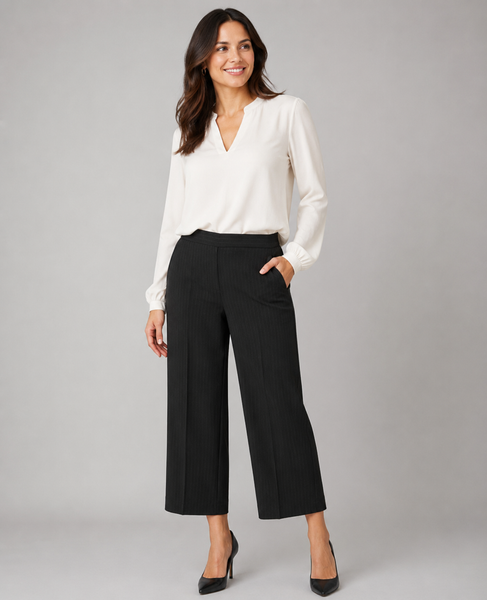 PANTALONI DONNA ELASTICO LARGO TRE QUARTI RIGATO MARCA EMANUELA COSTA ART. 35547-23