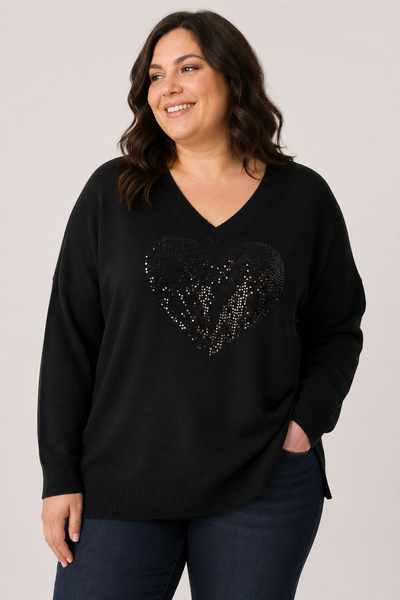 MAGLIONE DONNA RAGAZZA CURVY VISCOSA SCOLLO A V CUORE MARCA DOLCEMENTE ART.10