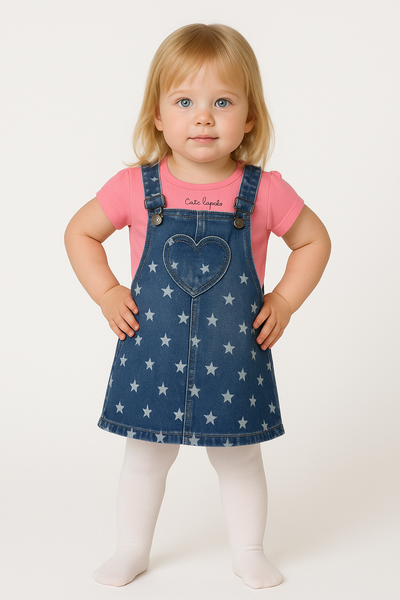 VESTITO BAMBINA SPALLINA BOTTONI STELLE MARCA LOSAN ART.216-7001AL