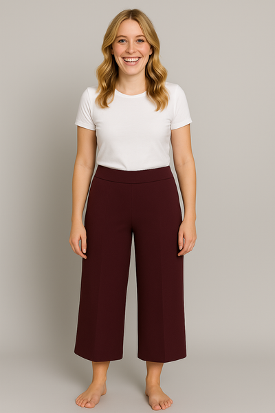 PANTALONE GAUCHO DONNA RAGAZZA TINTA UNITA ZIP ELASTICO MARCA EL.MA ART.1909