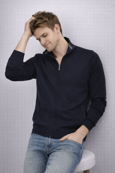 GIACCA MAGLIA UOMO RE DEL MARE FULL ZIP TASCHE COTONE ART. 22.3250