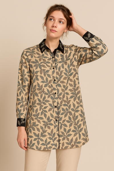 CAMICIA DONNA ELISA CASTELLI TAGLIE OVER FANTASIA MANICA LUNGA ART. 1509