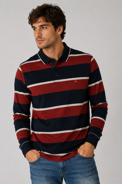 POLO UOMO RAGAZZO RIGHE SPACCHI POLSINI MARCA LOSAN ART. 0101-23013
