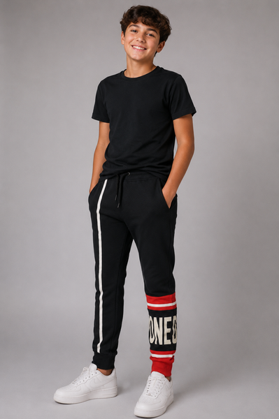 PANTALONI TUTA RAGAZZO COULISSE TACHE POLSINI BANDA STAMPA  MARCA BM ART.AY7092