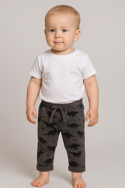 PANTALONE TUTA NEONATO COULISSE GARZATO TASCHE DINOSAURI MARCA LOSAN ART.315-6034AL