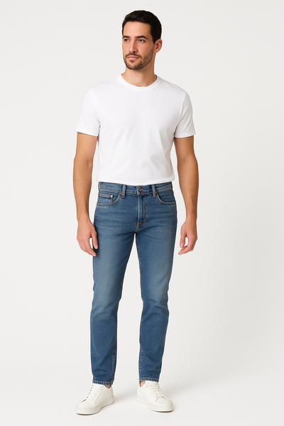 JEANS UOMO ZIP BOTTONE TASCHE CHIARO SLIM MARCA GAS ART. ALBERT