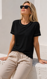 T-SHIRT DONNA LOSAN GIROCOLLO BORCHIE COTONE ART. LWMAP0105 26011