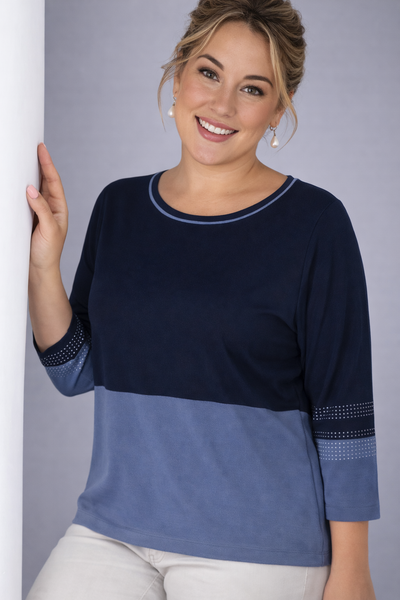 MAGLIA DONNA GAIA B MANICA 3/4 SCOLLO A GIRO VISCOSA STRASS ART. 263