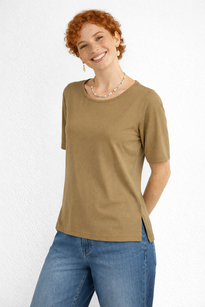 T-SHIRT DONNA GAIA B MANICA CORTA SCOLLO A GIRO SPACCHI VISCOSA ART. 607