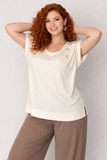 T-SHIRT DONNA GAIA PIU TAGLIE OVER MANICA CORTA KIMONO BORCHIE SPACCHI COTONE ART. 502