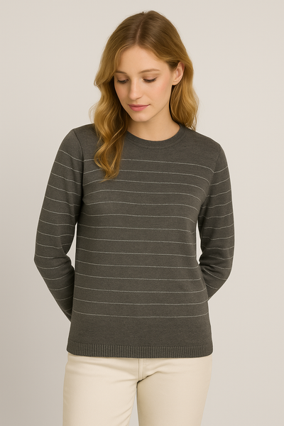 MAGLIONE DONNA GAIA B GIROCOLLO LUREX RIGHE VISCOSA ART. 331