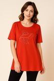 T-SHIRT DONNA COTONE  TAGLIE OVER SOPHIA MANICA CORTA STRASS ART. 25080