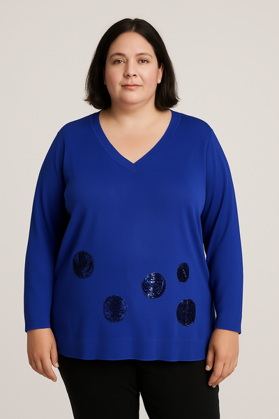 MAGLIONE DONNA RAGAZZA CURVY SCOLLO A V VISCOSA MARCA DOLCEMENTE ART.23