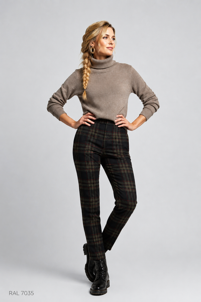 PANTALONI DONNA PERLA ELASTICO FANTASIA SCOZZESE ART. ASIA