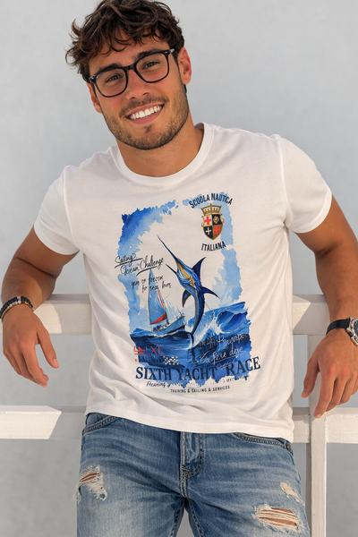 T-SHIRT RAGAZZO SCUOLA NAUTICA ITALIANA COTONE GIROCOLLO MEZZA MANICA STAMPA ART.166013