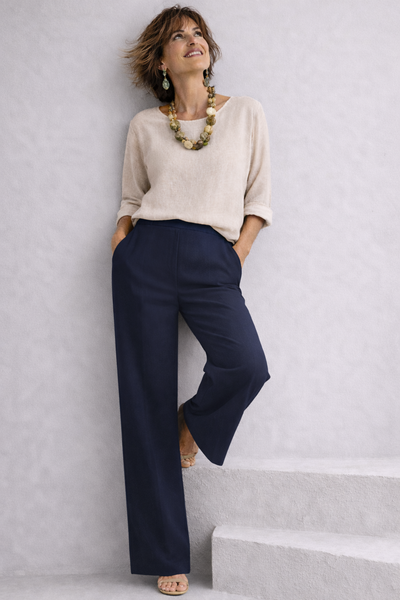 PANTALONI DONNA EMANUELA COSTA ELASTICO TASCHE LARGO MORBIDO LEGGERO ART.35857