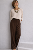 PANTALONE DONNA GRIFFAI BOTTONE ZIP TASCHE LARGO MORBIDO LEGGERO ART.7868