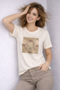 T-SHIRT DONNA LAURA BIAGIOTTI GIROCOLLO MEZZA MANICA STAMPA BRILLANTINI ART.26P1407