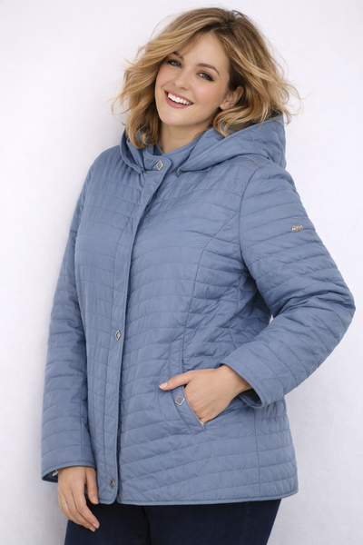 GIUBBINO DONNA VIRGINIABLU CONFORMATO ZIP BOTTONO CAPPUCCIO TASCHE LUMINOSO SPACCHETTI FANTASIA ART.CONF.ABELIA