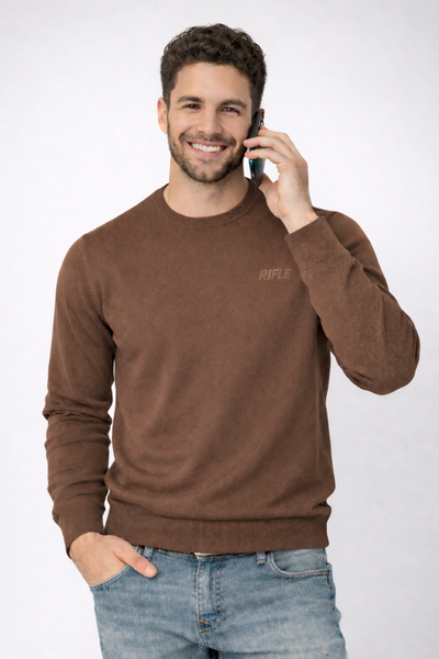 MAGLIONE UOMO RIFLE COTONE GIRO COLLO BASICO LOGO ART. RFTR205