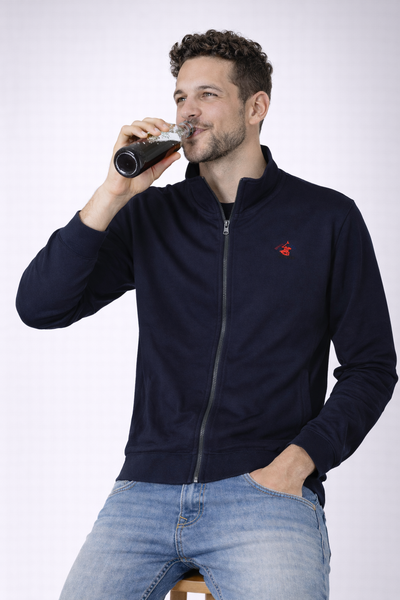 FELPA UOMO BEVERLY HILLS POLO CLUB FULL ZIP TASCHE COTONE GARZATO ART. F451860